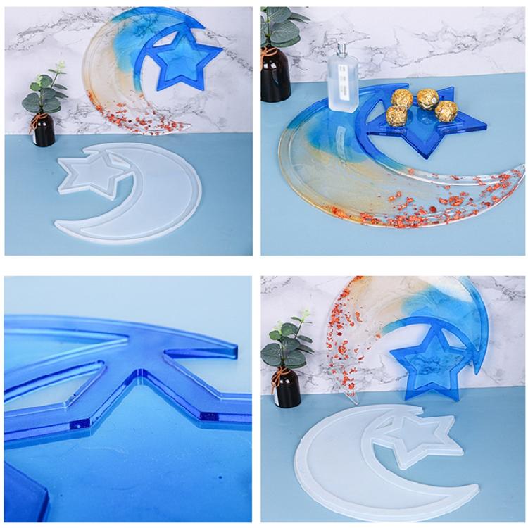 Handmade Resin Art Silicone Mold Moon Star Design Flexible Ornament Moulds Silicone Texture Perfect for Storage Dishes