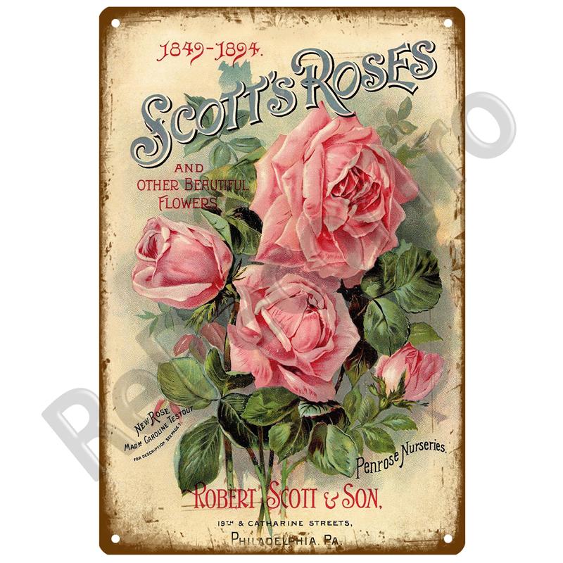 Lavender Metal Sign Plaque Vintage Flowers Tin Sign Wall Decoration For Room Art Garden Kitchen Home Living Room Iron Painting