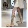 Retro Style Two Wear Folded Thick-soled Martin Boots Fashionable Versatile Thick Heel Knee Boots 2025 Autumn and Winter New