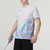 Li-Ning Oddychający T-shirt sportowy z krótkim rękawem w bloki kolorystyczne Unisex Topy Biały AAYU129-2