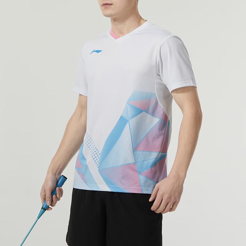 Li-Ning Color Block Breathable Sports Short Sleeve T-Shirt Unisex Tops White AAYU129-2