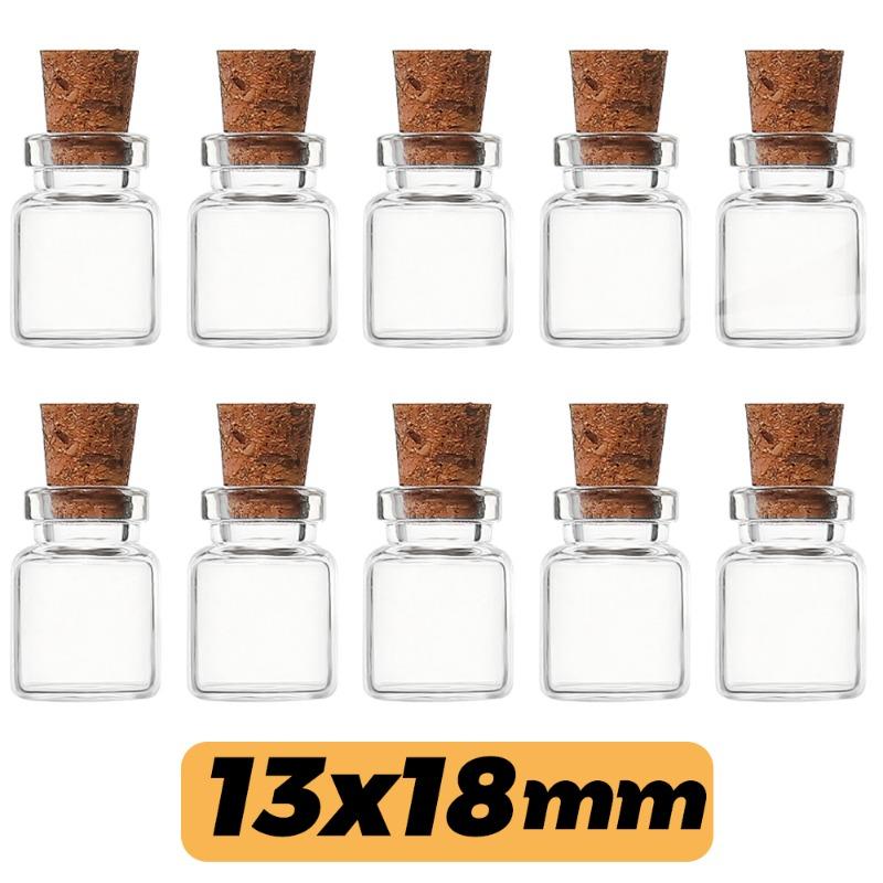 50/10PCS Small Glass Bottles with Cork Stoppers Mini Glass Vials Cork Transparent Wishing Bottles Storage Candy Jars DIY Decor