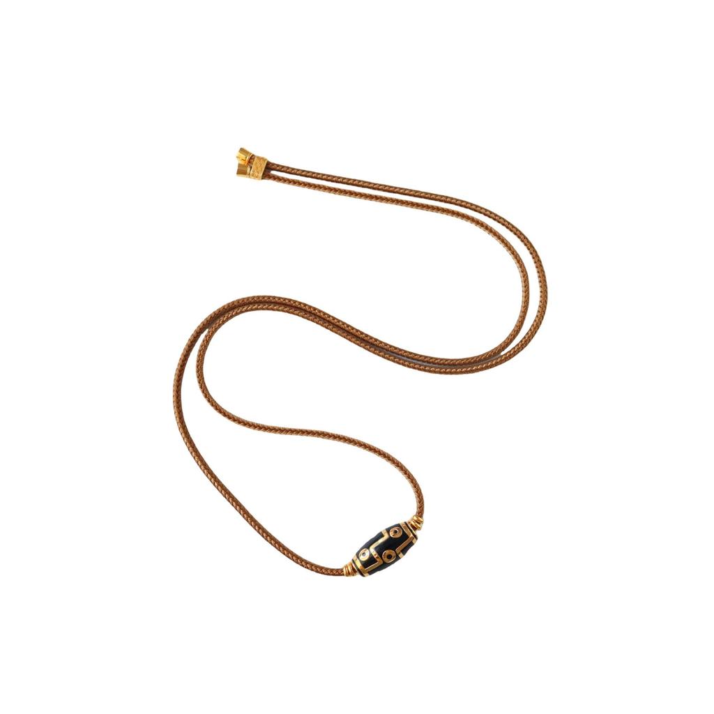 Elegant Nine-Eyed Dzi Necklace - Adjustable Luxury Sweater Chain for Women