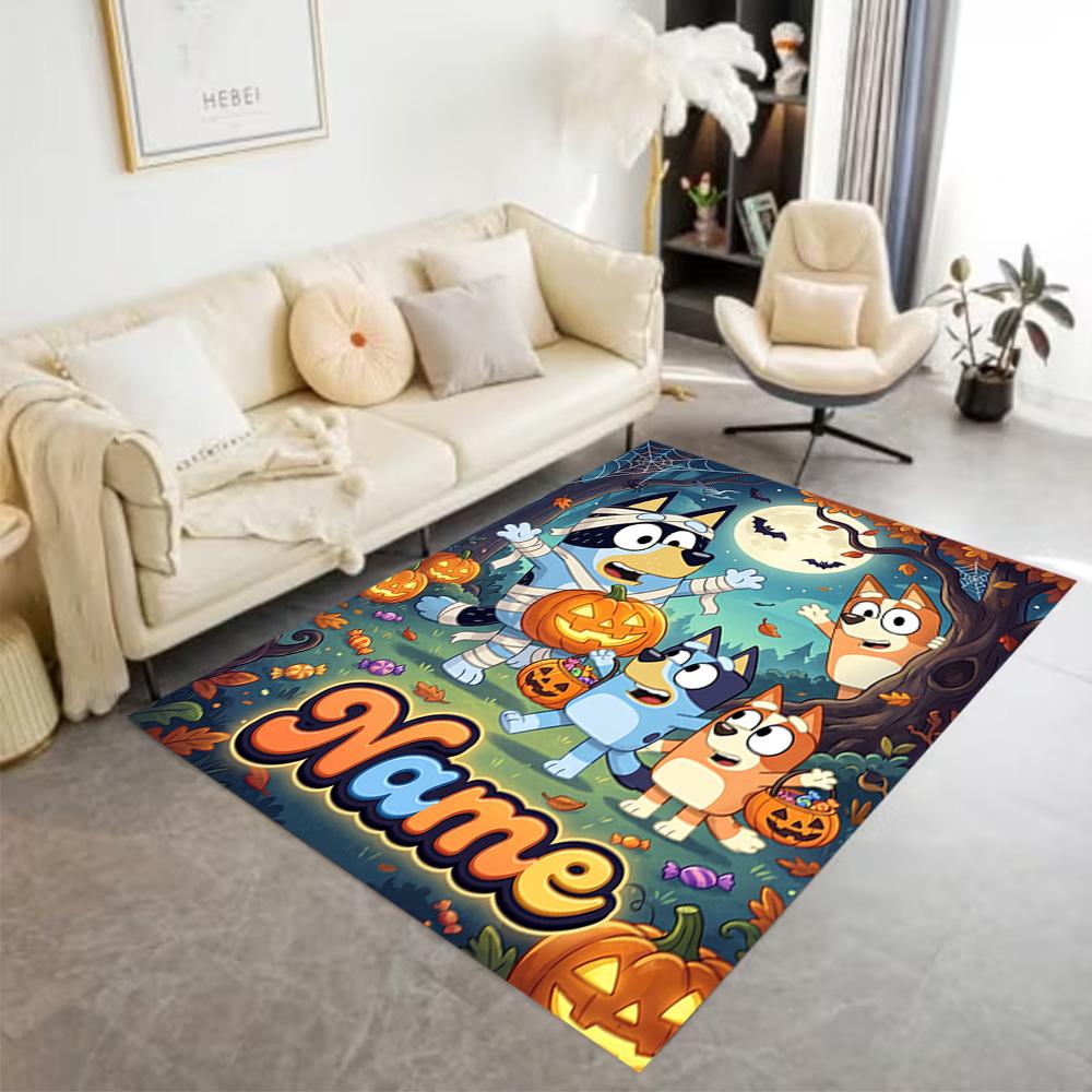 Halloween Trick Treat Customize Text Floor Mat Perfect for Game Room Outdoor Bedrooms Entryway Anti-slip Rug Office Home Decor