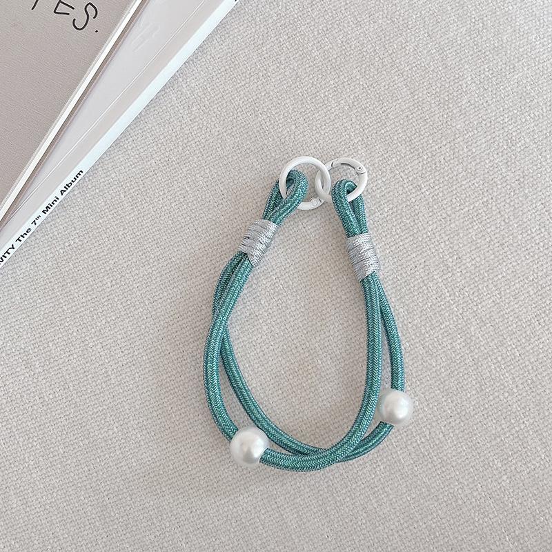 N402 Shiny Dopamine Color Block Woven Anti-Theft Mobile Wrist Lanyard