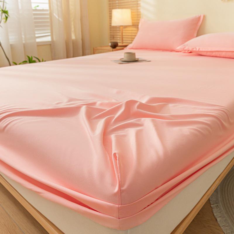 Solid Color Dustproof Fitted Sheet Set & Mattress Protector