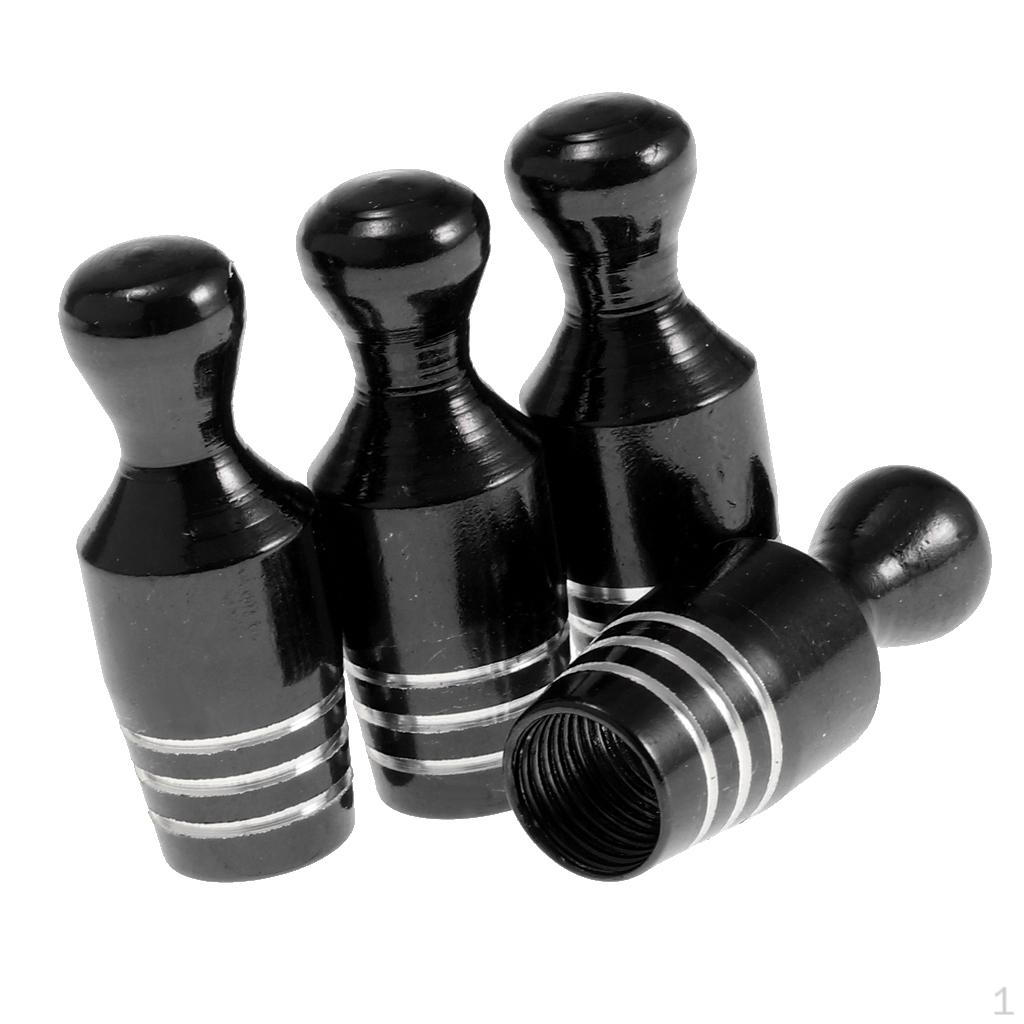 

4X Car Bicycle Wheel Tire Air Valve Bowling Type Black