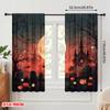 2pcs,2D Plane Printing Curtain Popular Halloween Witch Flying On Broomstick3 Polyester Woven (without Rod) Decorations Outdoor