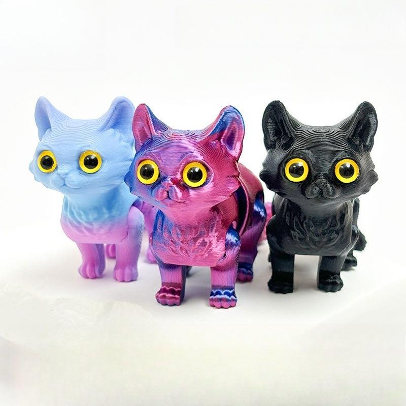 3D Printed Cats Movable Joint Fidget Toys Stress Relief Decompression Desktop Ornament Kid Figure