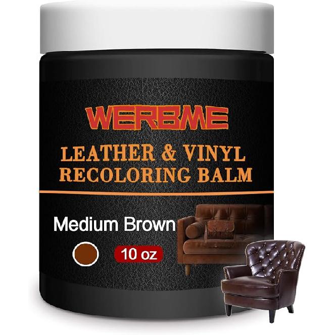Leather Recoloring Balm, 10 OZ Dark Brown Leather Dye Recolor, Leather Scratch Remover, Leather Repair Kit for Furniture Restore & Renew Restore