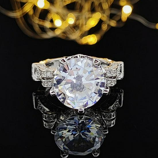 Bague de Bijoux Carrée Large Élégante Européenne et Américaine en Zircon