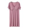 V-Neck Nursing Dress with Insertable Cups for Breastfeeding - Fashionable Postpartum Pajamas