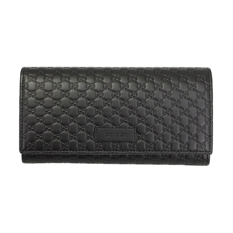

Gucci Classic Monogram Print Long Flap Leather Clutch Wallet Unisex wallet Black 449396-BMJ1G-1000 Basic Set (Bag+Dust Bag)