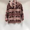 New Fashionable Casual Women's Wear, Loose Geometric Pattern Printed Hooded Zipper Jacket