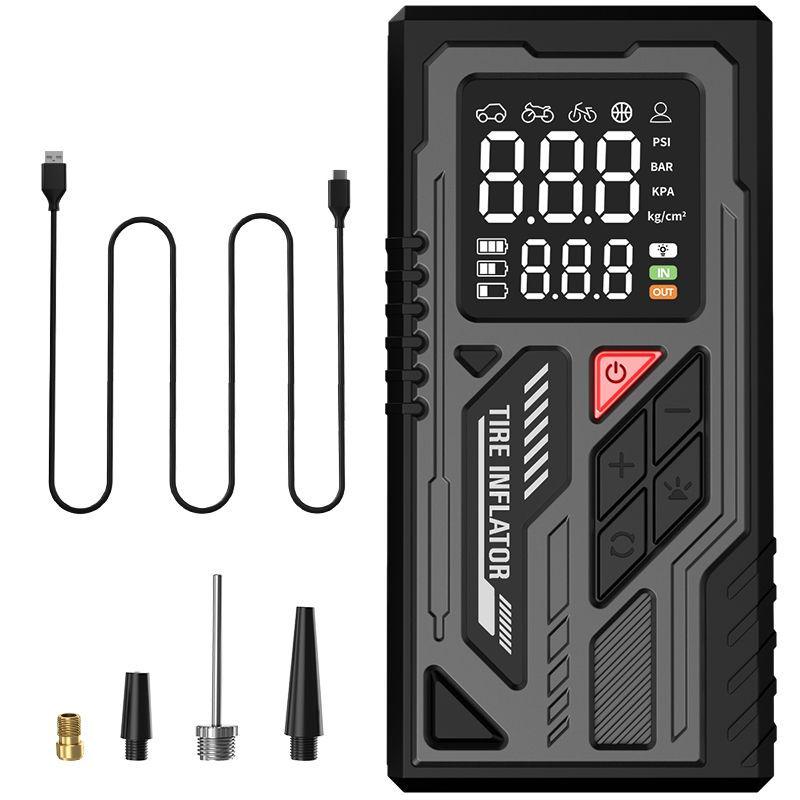 

Портативный беспроводной автомобильный воздушный насос и внешний аккумулятор с цифровым манометром