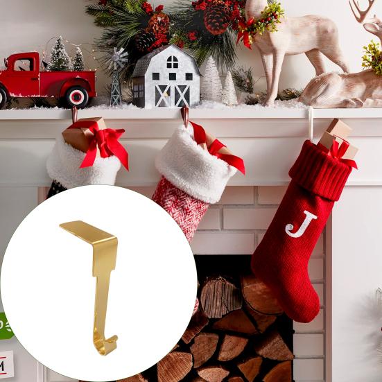 1/5Pcs Christmas Fireplace Hook Easy Installation Lightweight Metal Stocking Hangers DIY Holiday Decoration