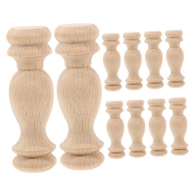 HOMSFOU Unpainted Solid Wood Round Column Spindles for Small Roman Columns for DIY Furniture X X 10-Piece Baluster, Staircases, Crafts, 2.4" 0.7" 0.7"