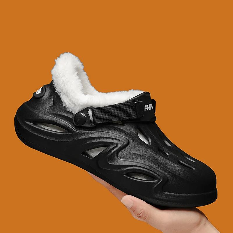 Модный дом Хлопок Мужская обувь Бархатные утолщенные тапочки из ЭВА для мужчин Модные — фото 4