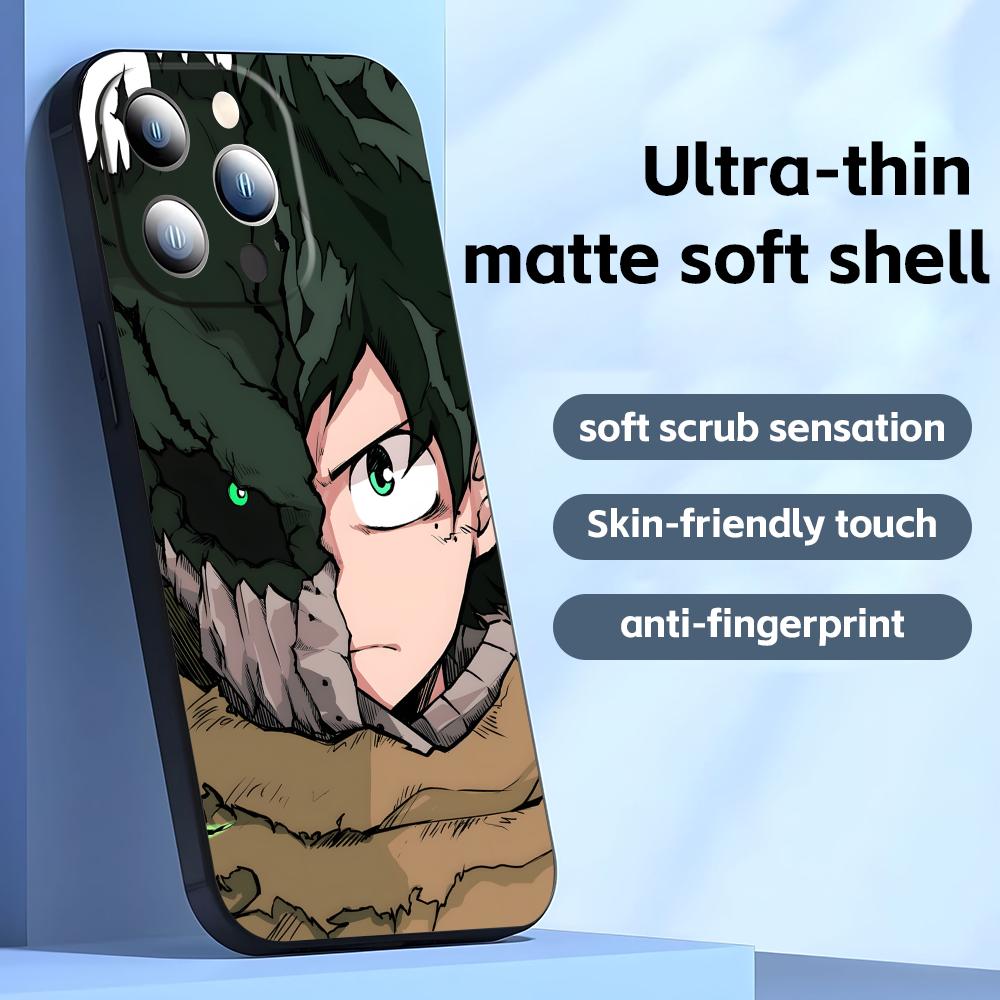 Phone Case For iPhone 16 16e 15 14 13 12 11 Plus Mini Pro Max Deku My Hero Academia  Soft black Shockproof Cover