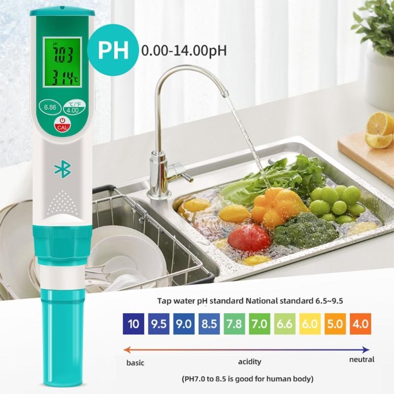 Pocket Meter Water Quality Tester for Swimming Pool Agriculture Temperature Meter 0-14PH Digital Tester Pen Portable