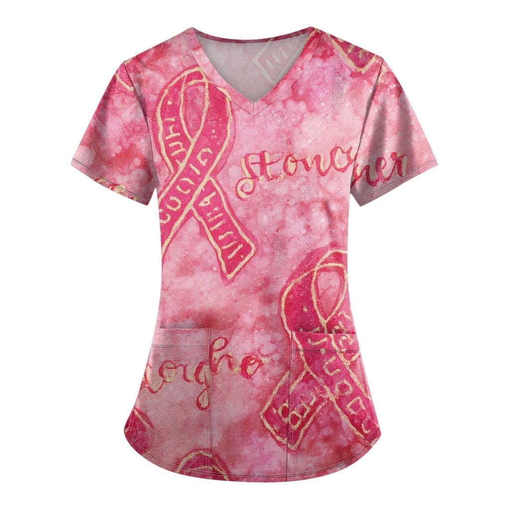 Dámská móda Overal s V výstřihem a krátkým rukávem s kapsami Potištěné topy Oblečení