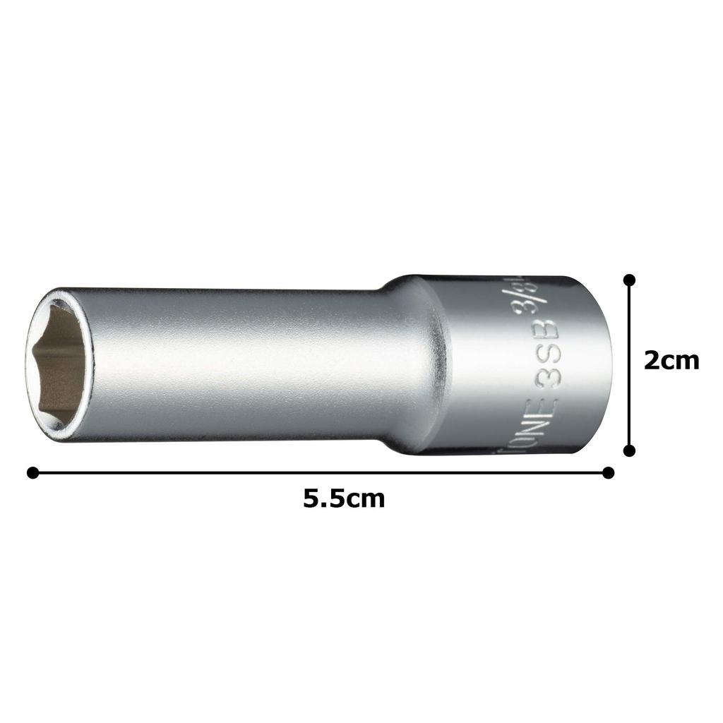 TONE Deep Socket inch Wrench Size (Hexagonal) 3SB-12L, 9.5mm (3/8") Drive, 3/8