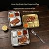 Koreansk BBQ-tallriksset: Tallrik med 3 fack, Såsfat med 2 fack, Avrinningsfat för dumplings, biff och snacks.