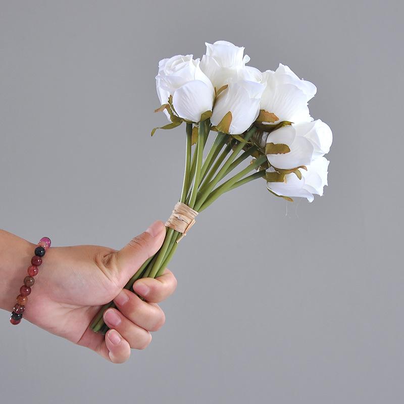 

12 Head Handheld Silk Imitation Roses Fake Flower Bouquet for Wedding Centerpiece Festival Decor Living Room Bedroom белый