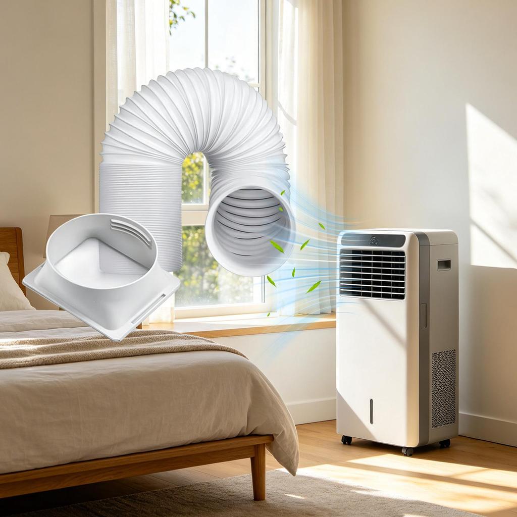 1.5m Portable AC Exhaust Hose With Square Connector Adjustable Length Window Vent Hose, Universal Air Conditioner Tube