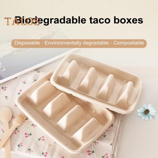 10/20 stk engangs tacoholdere for fester Robust tacobrettholder med skillevegger Miljøvennlig tacotallerken emballasjeboks for arrangementer Tacobarservering