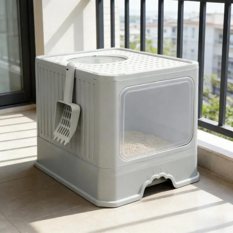 Lettiera per Gatti Completamente Chiusa Anti-Schizzi Tipo Cassetto Extra Large Staccabile Rimozione Odori Toilette per Gatti Domestica Sabbiera Uso Quotidiano