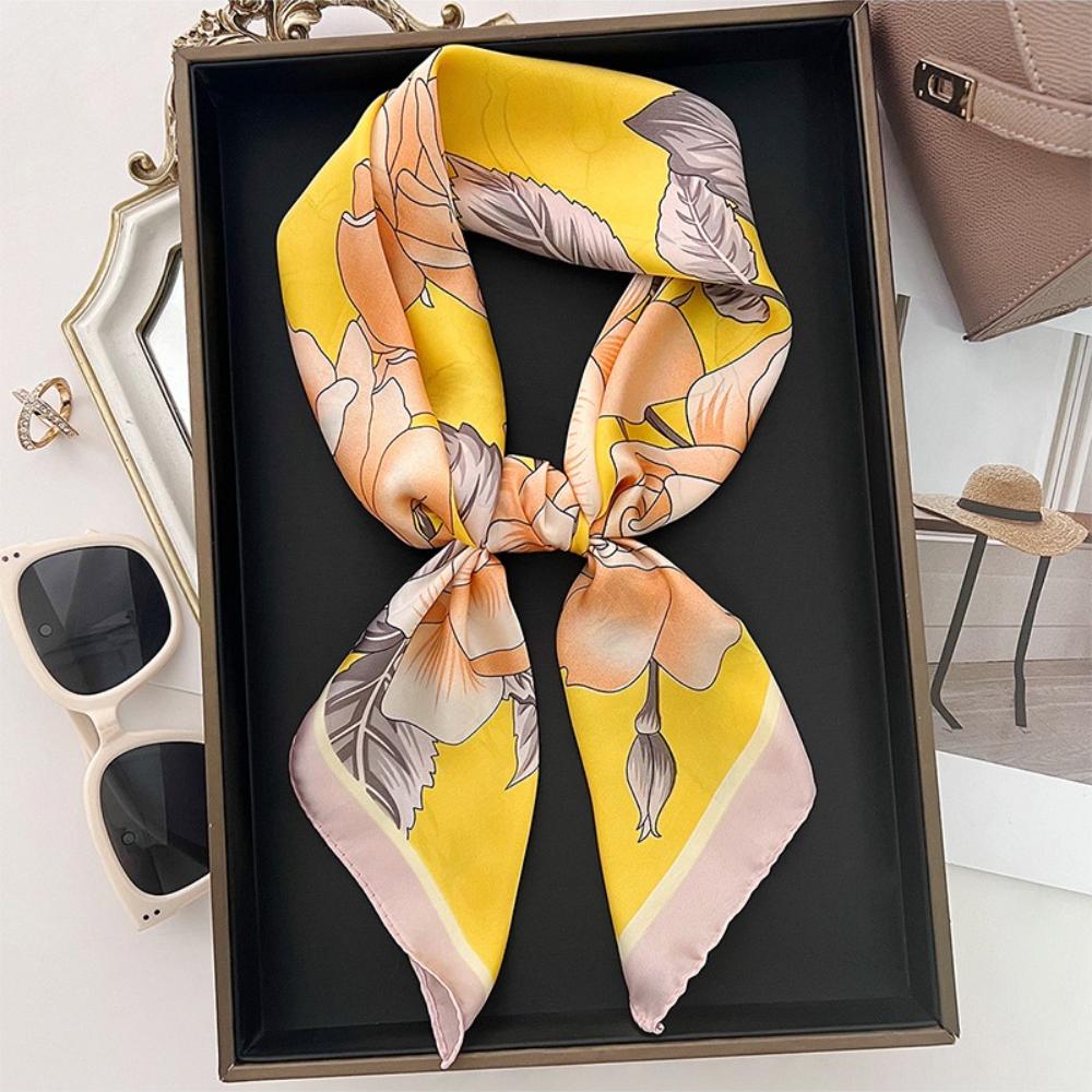 Luxury Print Square Silk Scarfs For Women Decorate Neck Ties Fashion 70*70Cm Kerchief Lady Summer Beach Hijab Female Neckerchief