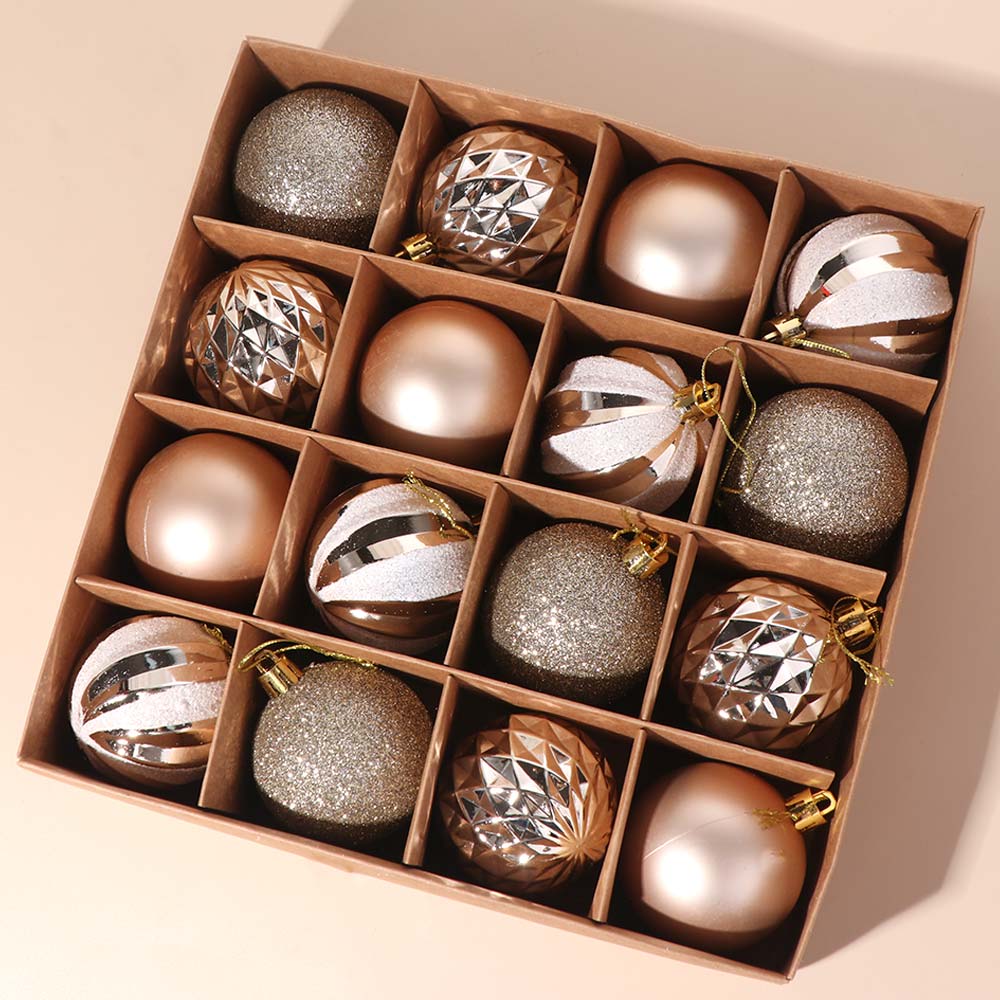 16pcs Shatterproof Electroplated Hanging Balls Champagne Xmas Tree Pendants  Wedding Party