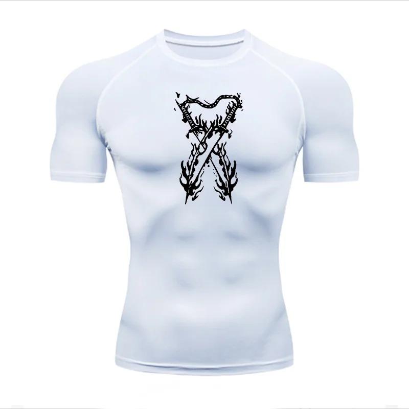 Men's T-shirt Running Sport Compression Jogging Fitness Moisture-Wicking Fashion Tops Tee Quick Dry Gym Casual Running Workouts