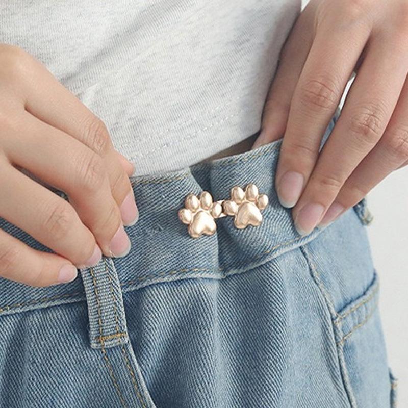 Cute Cat Claw Tighten Waist Buckle Metal Brooches Pins Clip Adjustable Snap Button Jeans Buttons Detachable Clothing Accessories