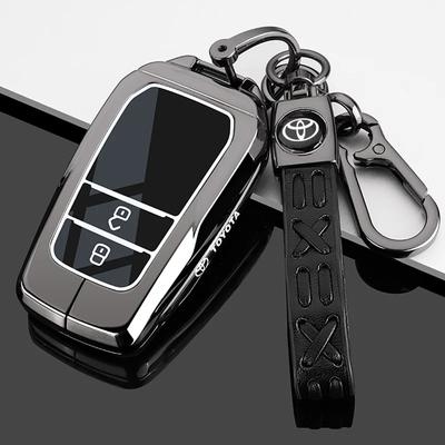 Zinc Alloy Leather Car Key Case Cover Shell for CHR Hilux Fortuner Land Cruiser 200 Camry Corolla Crown RAV4 Highland
