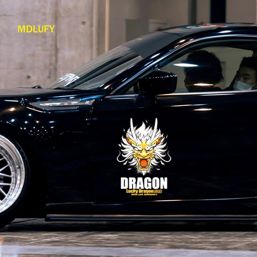 MDLUFY Dragon Car Sticker Laptop Sticker Golden Dragon Totem Sticker Waterproof Sticker Bike Sticker Dragon Animal Sticker (Golden-M) (Golden, M)