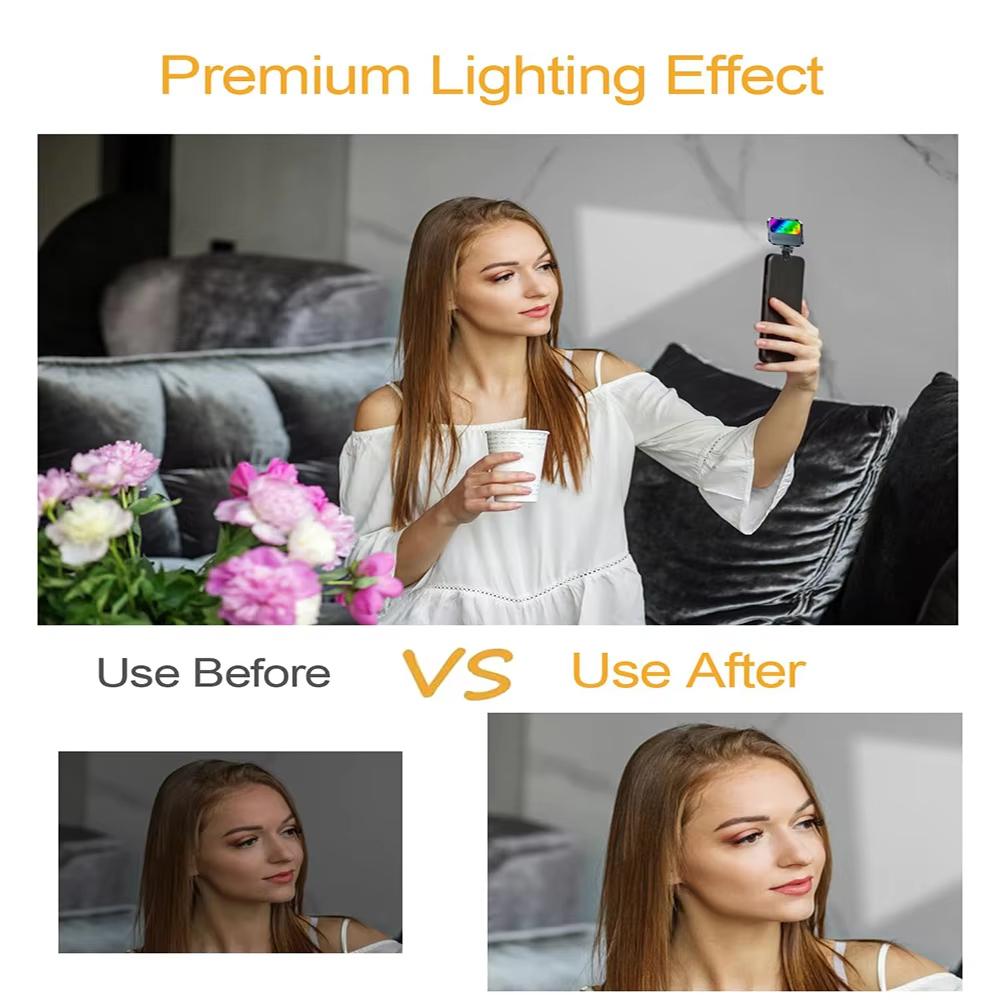 Mini LED Selfie Light Rechargeable Clip-on Fill Light 180° Adjustable for Mobile Phone Computer Video Call Makeup Photo Lighting