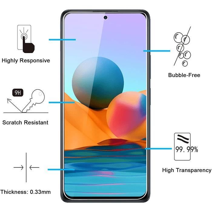 Schutzfolie - Phonillico - Xiaomi REDMI NOTE 10 PRO - 2er-Pack - Gehärtetes Glas - Kratzfest