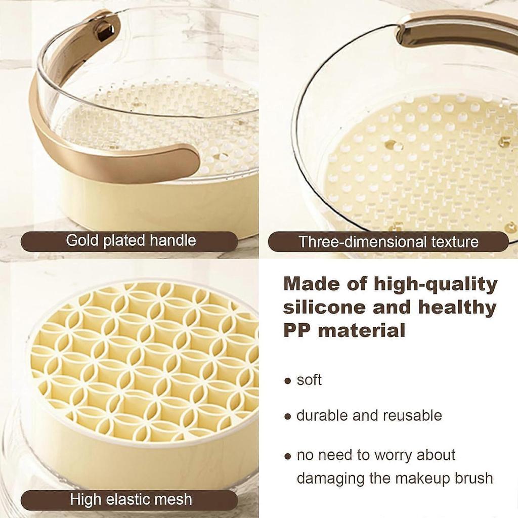 Makeup Brush Cleaning Mat and Easy To Dry with Upside Down, 3 In 1 Makeup Brush Holder Cosmetic Facial Brush