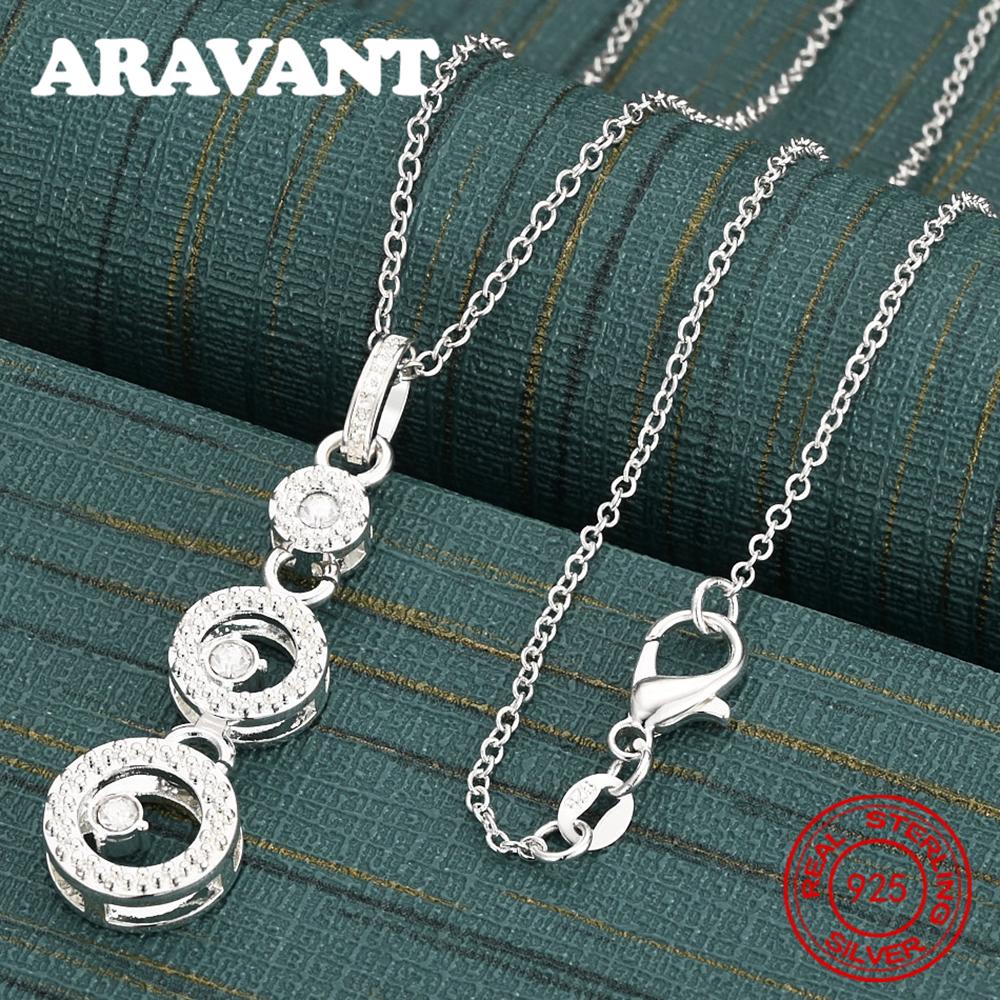 Copper Large And Small Round Inlaid Zircon Pendant Necklace Daily Accessories Women S Simple And Elegant Jewelry 55cm