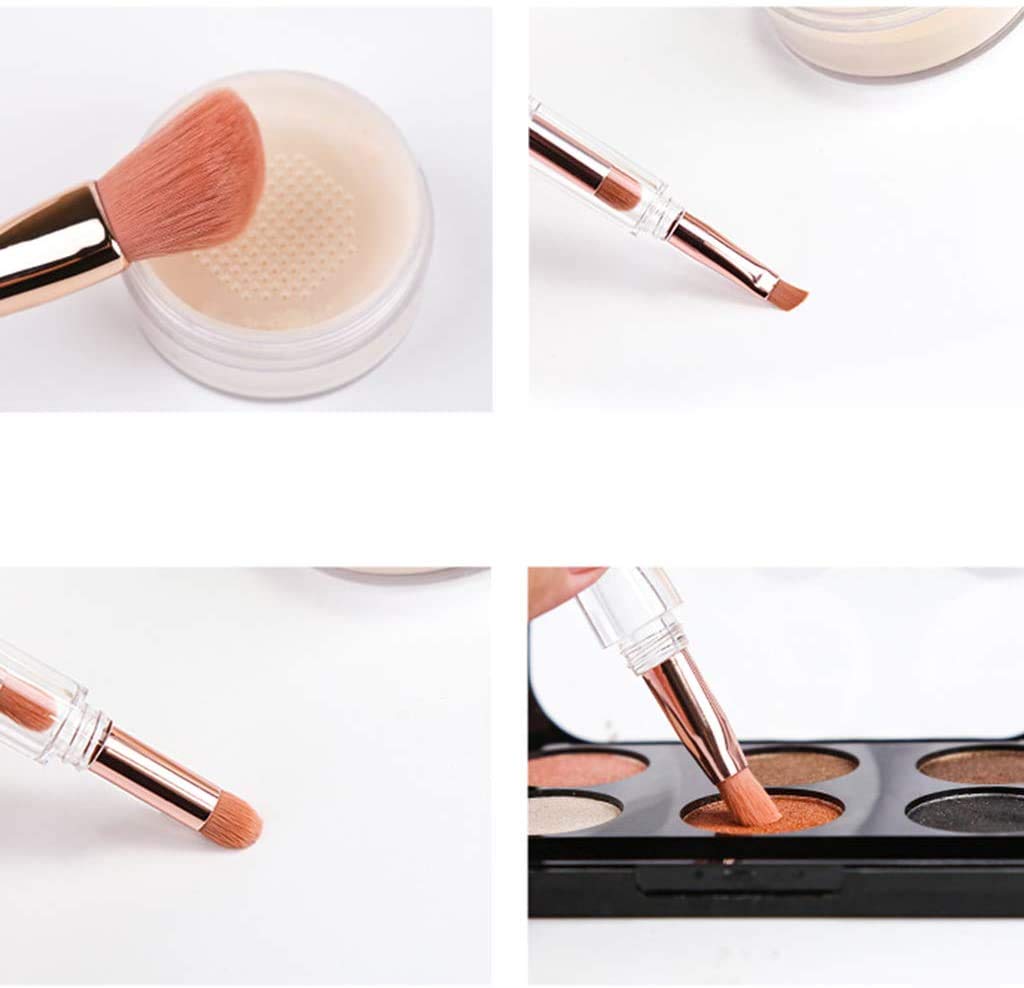 Cute and Portable Makeup Brush Set with a Dedicated Makeup Pouch 4-in-1 (pink)