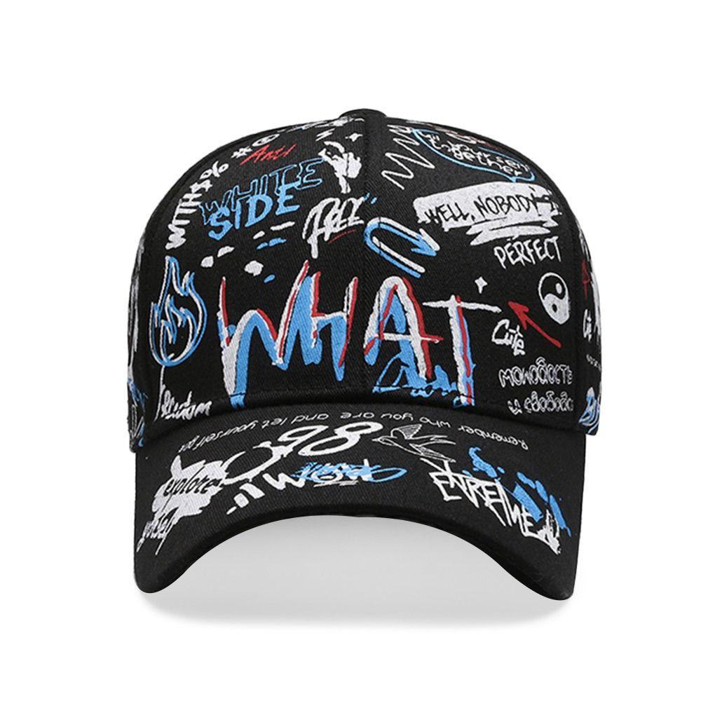 Hip Hop Baseball Cap Print Visor Casual Sun Hat for Men Women