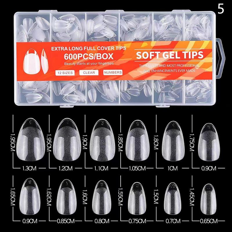 600 Buc/Cutie Unghii False Transparente Mate French Migdală Acrilic Picătură de Apă Vârfuri Unghii False Pentru Extensie Vârf Instrument Manichiură