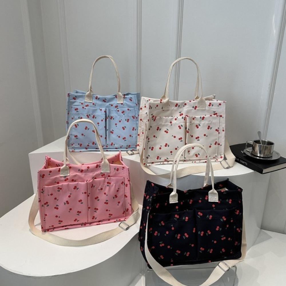 Korean Style Cherry Tote Bag Printing Canvas Handbag Casual Women Shoulder Bag Girls/Female