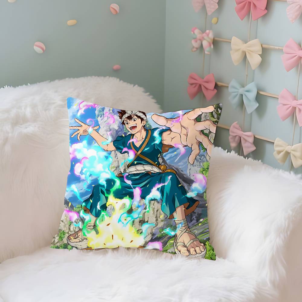 Anime D-Dr. Stone Pillow Case Cushion Cover Soft Cute Throw Pillow Case For Car Sofa Pillowcase Polyester With Zipper