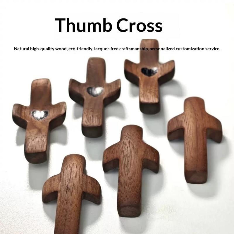 3Pcs Mini Wooden Crosses Encouragement Black Walnut Cross Praying Crucifixion Pockets Palm Crucifix Spiritual Companion Cross