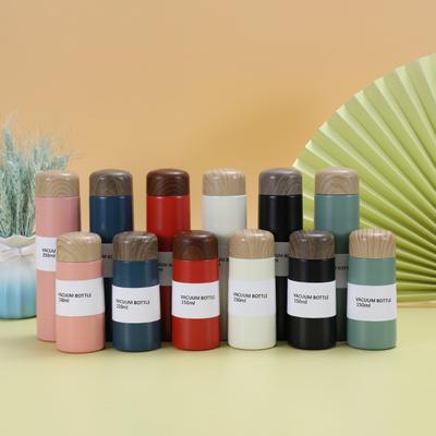 Japanese-style Wood Grain Cover Stainless Steel Insulated Cup Mini Tea Pocket Cup Business Office Gift Cup