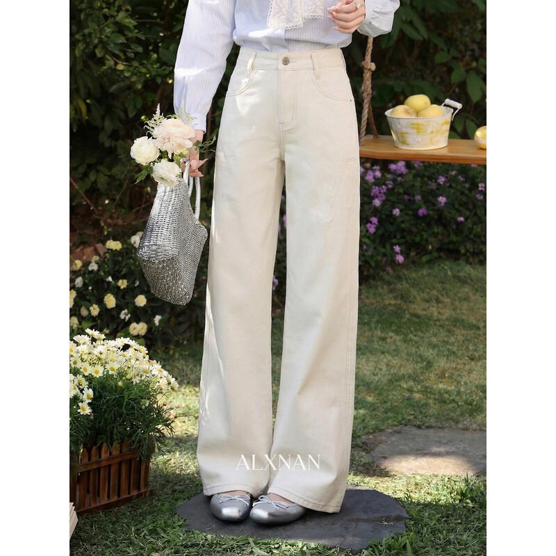 

Women s Summer High-Waist Wide-Leg Denim Pants L