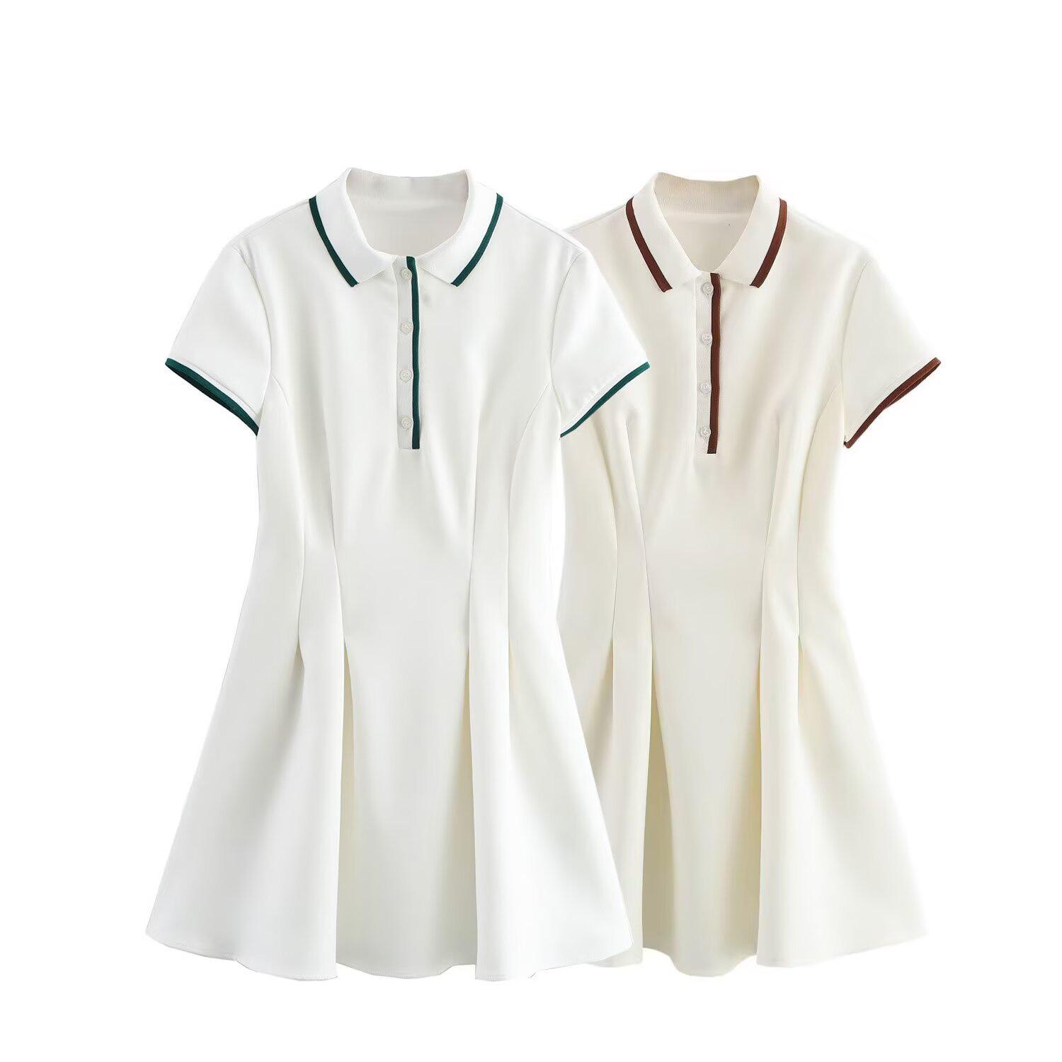 

2025 Spring Women s Slim Fit Ribbed Lapel Dress M зелёный